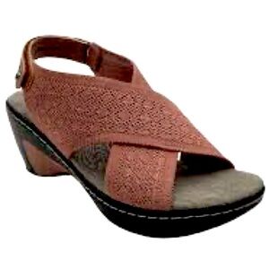 JBU by Jambu Alyssa Knit Comfort Wedge Sandal Rose Shimmer NWT Size 12
